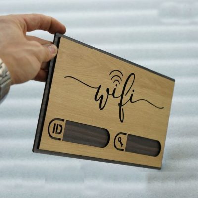Bảng gỗ treo ghi thông tin wifi khắc laser mẫu TW10