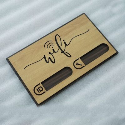 Bảng gỗ treo ghi thông tin wifi khắc laser mẫu TW10