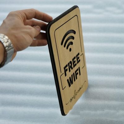Bảng gỗ treo ghi thông tin wifi khắc laser mẫu TW07