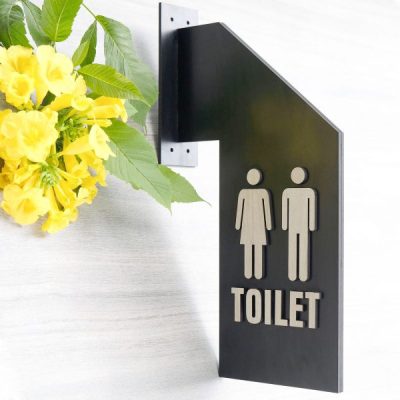 Bảng gỗ nhà vệ sinh Toilet 2 mặt decor kiểu nổi TL 11