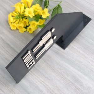 Bảng gỗ nhà vệ sinh Toilet 2 mặt decor kiểu nổi TL 11