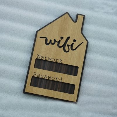 Bảng gỗ treo ghi thông tin wifi khắc laser mẫu -TW06