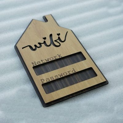 Bảng gỗ treo ghi thông tin wifi khắc laser mẫu -TW06