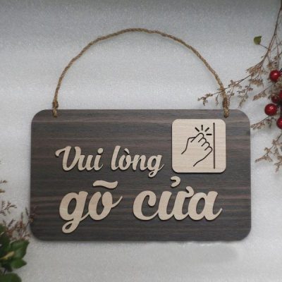 Bảng Gỗ Decor treo tường vui long gõ cửa