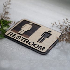 Bảng gỗ Restroom dẫn hướng đến nhà WC Mã TL-01