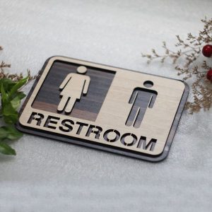 Bảng gỗ Restroom dẫn hướng đến nhà WC Mã TL-01