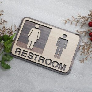 Bảng gỗ Restroom dẫn hướng đến nhà WC Mã TL-01