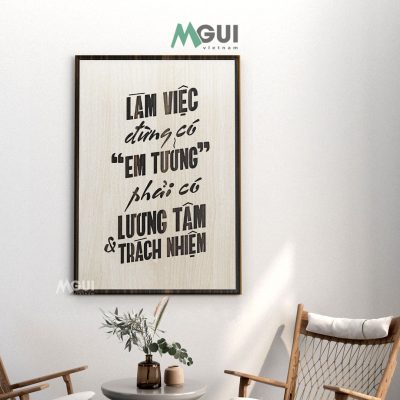 tranh slogan làm việc đừng có em tưởng phải có lương tâm và trách nhiệm