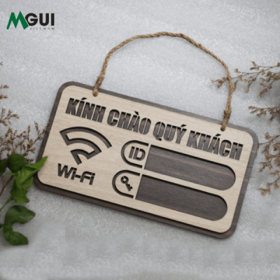 Mẫu bảng gỗ hiển thị mật khẩu wifi