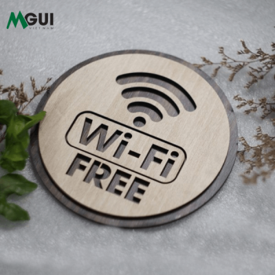 Mẫu bảng gỗ hiển thị mật khẩu wifi