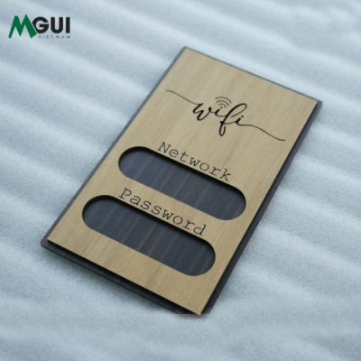 Mẫu bảng gỗ hiển thị mật khẩu wifi