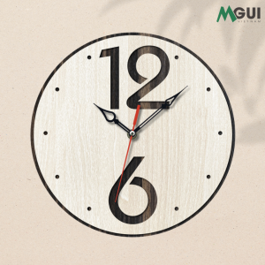 Dong ho go treo tuong hinh tron khac laser DH04 1 Đồng hồ gỗ treo tường hình tròn khắc laser DH04 Gỗ MDF phủ venner