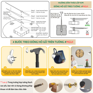 Dong ho go treo tuong hinh tron khac laser DH04 5 Đồng hồ gỗ treo tường hình tròn khắc laser DH04 Gỗ MDF phủ venner