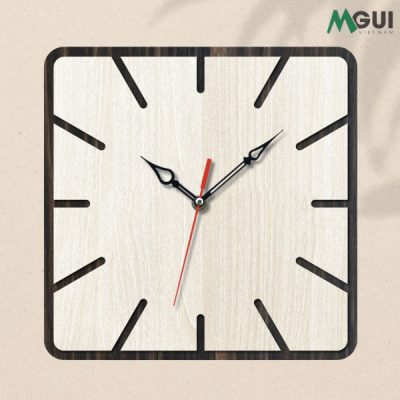 Dong ho go treo tuong hinh vuong DH06 Đồng hồ treo tường bằng gỗ hình vuông DH06 gỗ MDF