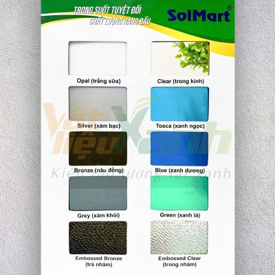 Bảng màu tấm lợp lấy sáng polycarbonate đặc mới nhất